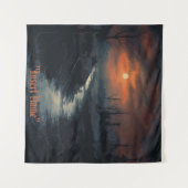 月に照らされたメナ幽霊のよく出るス：夕暮れ時の黒い森 タペストリー (正面(横))