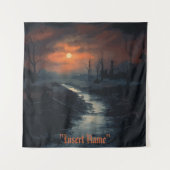 月に照らされたメナ幽霊のよく出るス：夕暮れ時の黒い森 タペストリー (正面)