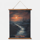月に照らされたメナ幽霊のよく出るス:夕暮れ時の黒い森 吊り下げ型タペストリー (正面)