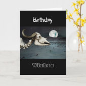 月に照らされたランドスケープ・カードのスケルトン・バッファロー カード (黄色い花)