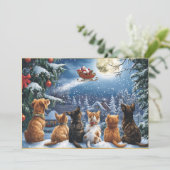 月に照らされた冬の森を越えるサンタのそり シーズンカード (スタンド正面)