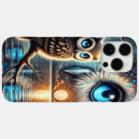 月に照らされた反射の下で神秘的なフクロウ Case-Mate iPhoneケース (裏面 (横))