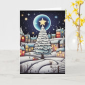 月に照らされた喜びの冬 カード (黄色い花)