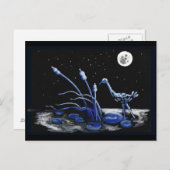 月に照らされた夜のヘロン ポストカード (正面/裏面)