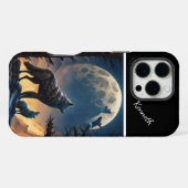 月に照らされた夜の遠吠え iPhoneケース (裏面横)