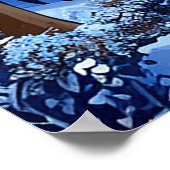 月に照らされた夜の雪に覆われた森林の風景 ポスター (角)