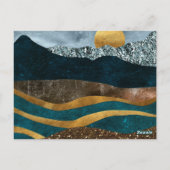 月に照らされた山々の下の黄金の波 ポストカード (裏面)