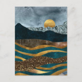 月に照らされた山々の下の黄金の波 ポストカード (正面)