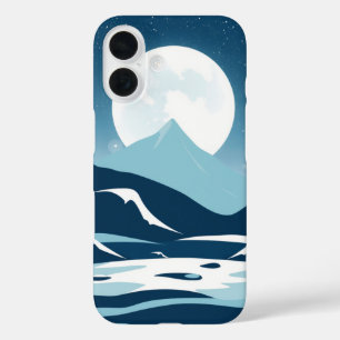 月に照らされた山々:穏やかな夜景 iPhone 16ケース