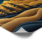 月に照らされた山と松の森 ポスター (角)