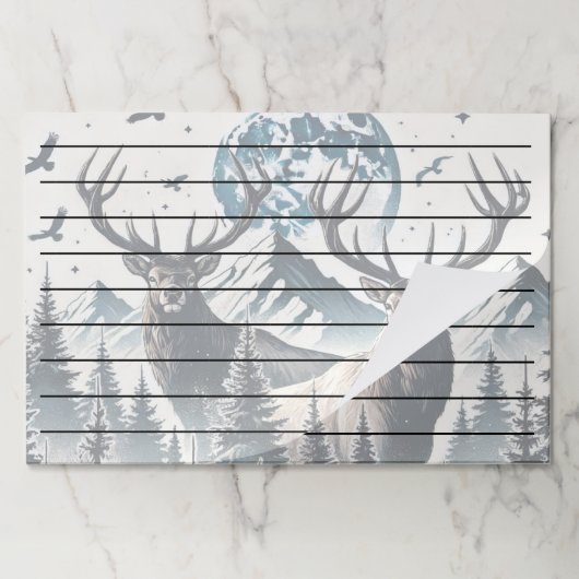 月に照らされた山の下の神秘的な森に入る ペーパーパッド (折り畳み)