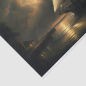 月に照らされた帆船のデコページ 薄葉紙 (詳細)