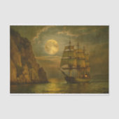 月に照らされた帆走船のデコページ 薄葉紙 (正面)