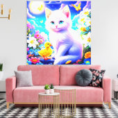 「月に照らされた幻想的な仲間:庭お洒落園 キャンバスプリント (インサイチュ (リビング))