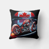 月に照らされた旗の下のカナダのオートバイ クッション (裏面)