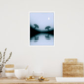 月に照らされた木と湖 ポスター (キッチン)