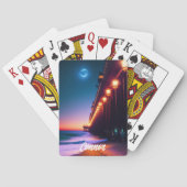 月に照らされた桟橋パーソナライズされた トランプ (裏面)