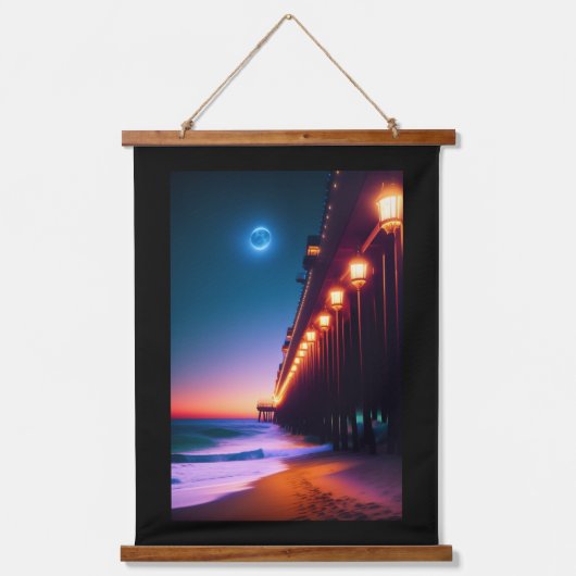月に照らされた桟橋 吊り下げ型タペストリー (正面)