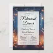 月に照らされた森のリハーサルディナーに妖精の灯り 招待状 (正面)