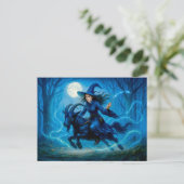 月に照らされた森の中でヤギに乗る魔女 シーズンポストカード (スタンド正面)