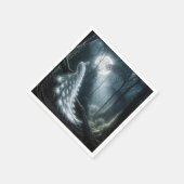 月に照らされた森の中の白い孔雀 スタンダードカクテルナプキン (角)