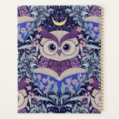 月に照らされた森の空の下で賢いフクロウ プランナー手帳 (裏面)