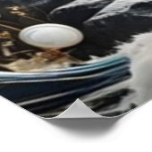 月に照らされた海の下の漁師 ポスター (角)