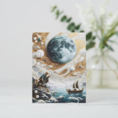 月に照らされた海の下の漁師 ポストカード (スタンド正面)