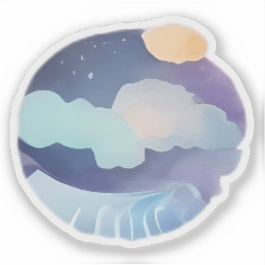 月に照らされた海岸線 シール (正面)