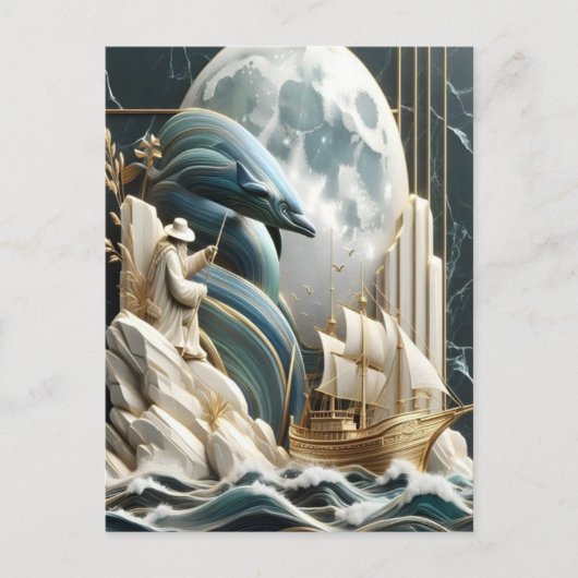 月に照らされた海底冒険 ポストカード (正面)