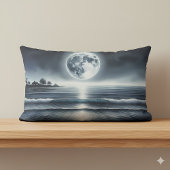 月に照らされた海波の天空 ランバークッション
