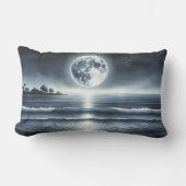 月に照らされた海波の天空 ランバークッション (正面)