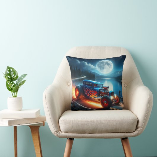 月に照らされた湖のそばで夜を楽しんでいた クッション (椅子)