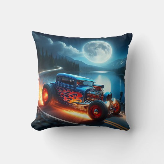 月に照らされた湖のそばで夜を楽しんでいた クッション (正面)