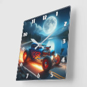 月に照らされた湖のそばで夜を楽しんでいた スクエア壁時計 (傾斜)