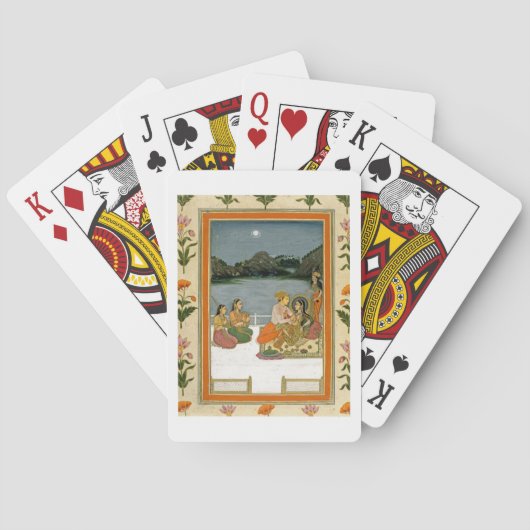 月に照らされた湖のそばのテラスに住む恋人たちは、シムから トランプ (裏面)