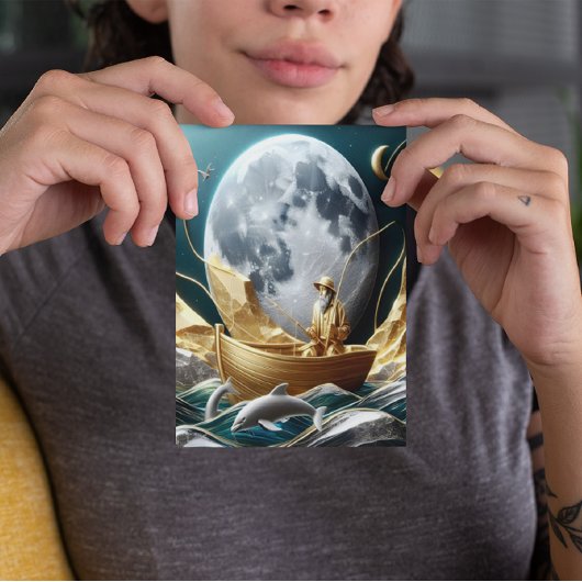 月に照らされた漁師の夢 ポストカード