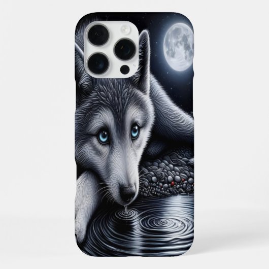 月に照らされた白い狼 iPhoneケース (裏面)