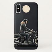 月に照らされた空の下に乗るバイク乗り Case-Mate iPhoneケース (裏面)