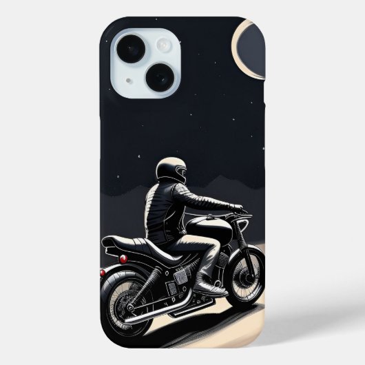 月に照らされた空の下に乗るバイク乗り Case-Mate iPhoneケース (裏面)