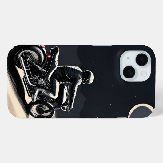 月に照らされた空の下に乗るバイク乗り Case-Mate iPhoneケース (裏面 (横))