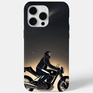 月に照らされた空の下に乗るバイク乗り iPhone 15 PRO MAXケース