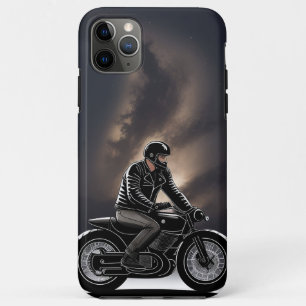 月に照らされた空の下に乗るバイク乗り iPhone 11 PRO MAXケース