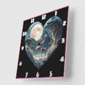 月に照らされた空の下のキリン スクエア壁時計 (傾斜)