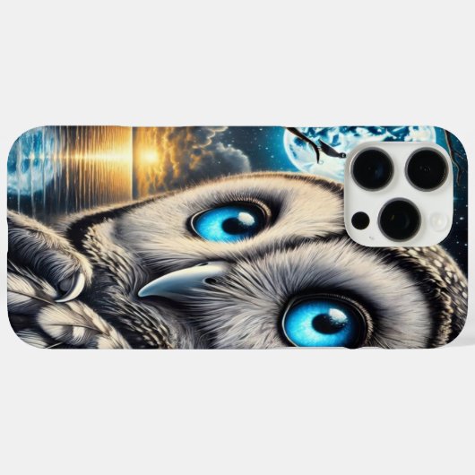月に照らされた空の下の天空フクロウ Case-Mate iPhoneケース (裏面 (横))