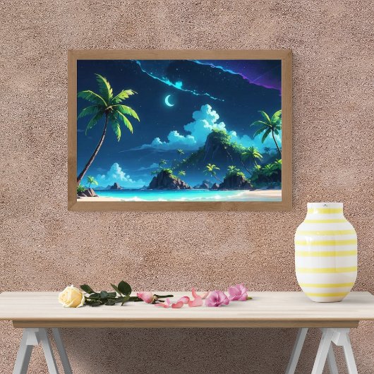 月に照らされた空の下の静けさ フォトプリント