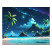 月に照らされた空の下の静けさ フォトプリント (正面)