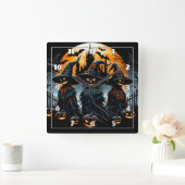 月に照らされた空の白熱［赤熱］光を放つ下の謎のかかし スクエア壁時計 (ホーム)