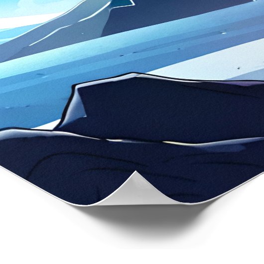 月に照らされた美しい山 ポスター (角)