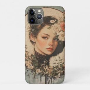 月に照らされた美しい – 花と満月の女性 iPhone 11 PROケース